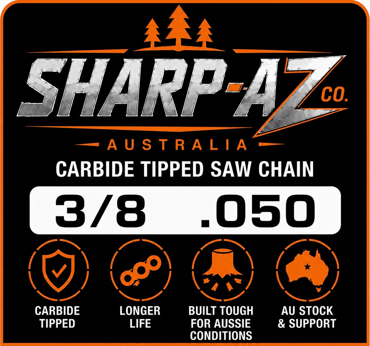 SHARP-AZ 3/8" .050" EXTREME Tungsten Carbide Chainsaw chain